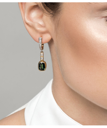 Green sapphire and diamond earrings - 2