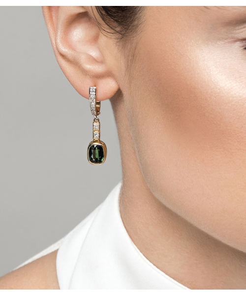 Green sapphire and diamond earrings - 2