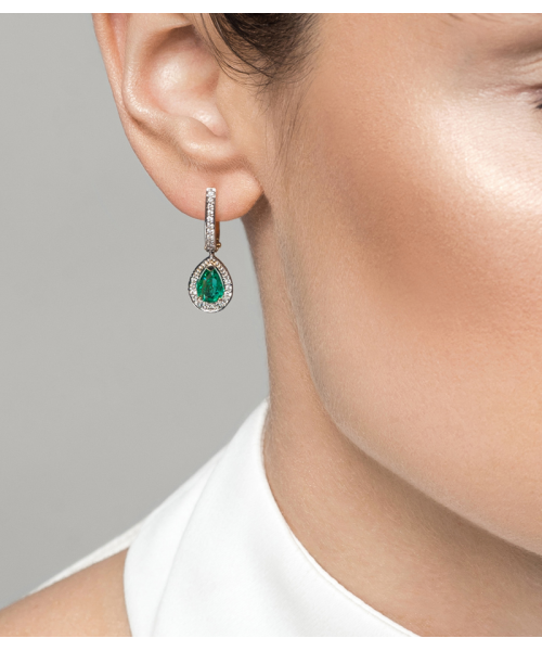 Emerald and diamond earrings - 2