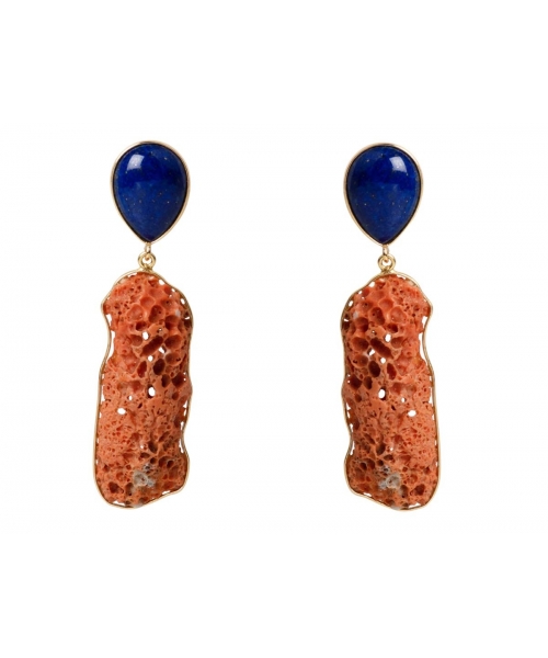 Earrings with natural coral - 1