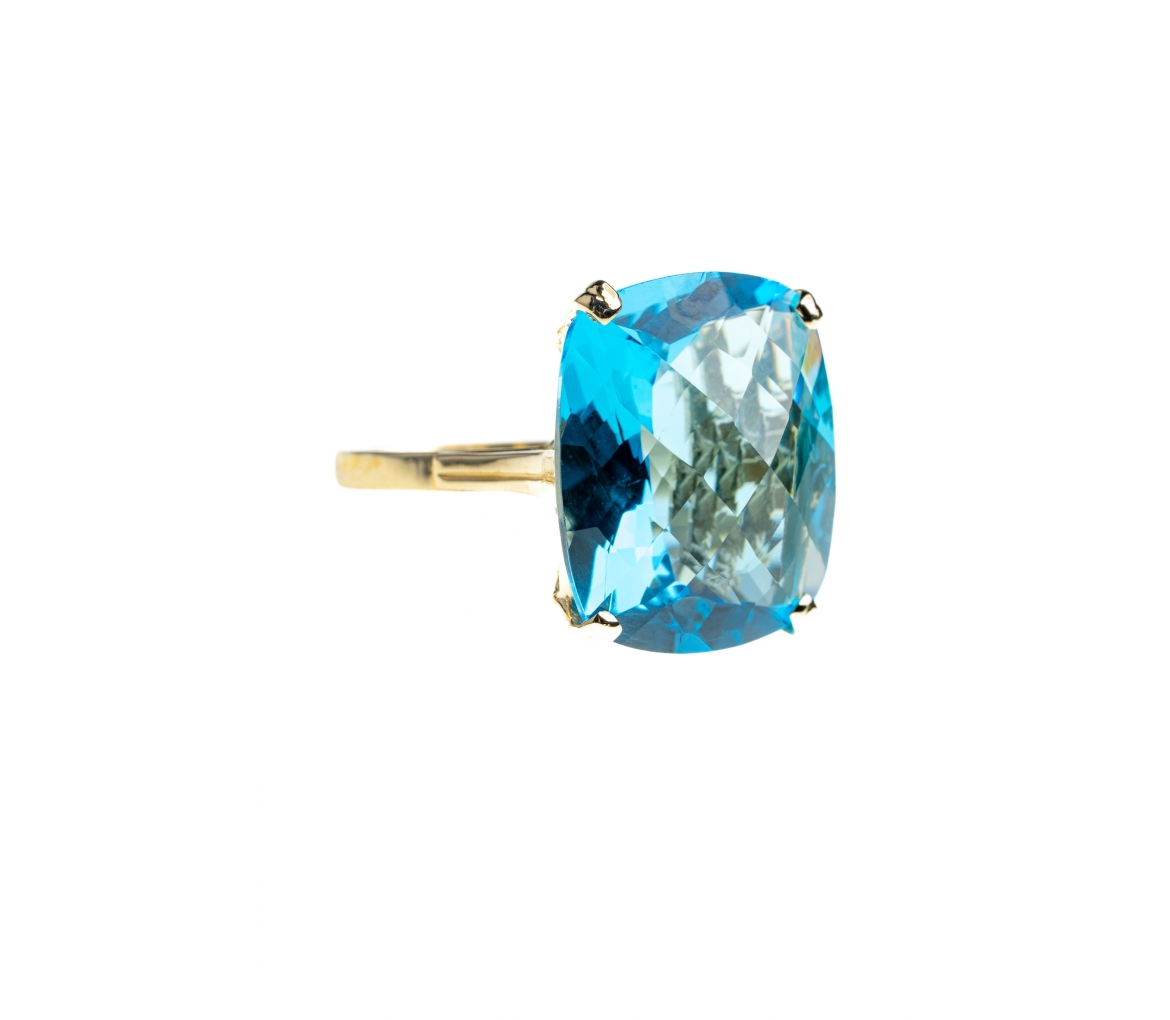 Złoty pierścionek Dolce Vita z topazem Swiss Blue - 2