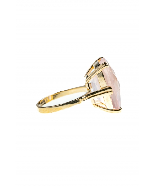 Złoty pierścionek Dolce Vita z różowym kwarcem - 1