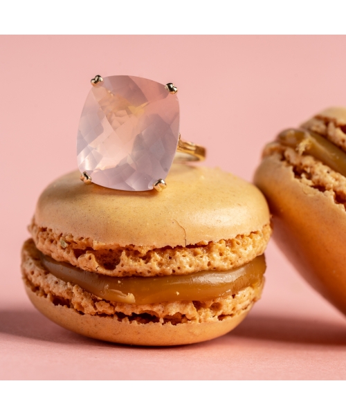 Gold Dolce Vita ring with rose quartz - 9