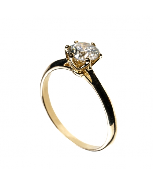 Złoty pierścionek zaręczynowy z diamentem 1 ct - 2