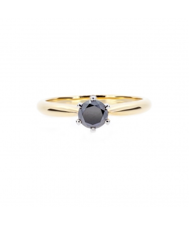 Gold engagement ring with black diamond - 1