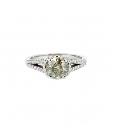 Gold salt and pepper diamond engagement ring - 1