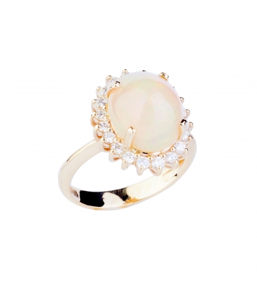 Opal and diamond ring - 4