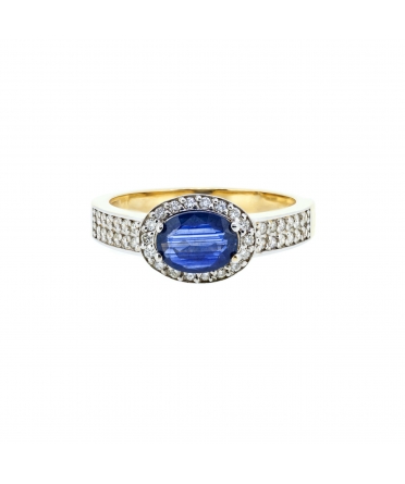Gold sapphire and diamond ring - 1