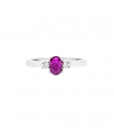 Gold engagement ring with ruby and diamonds - 1