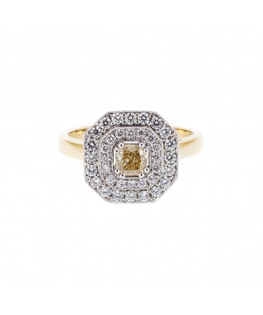 Fancy yellow diamond ring - 1