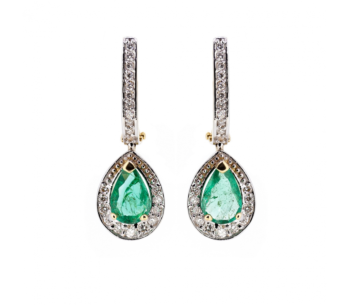 Emerald and diamond earrings - 1