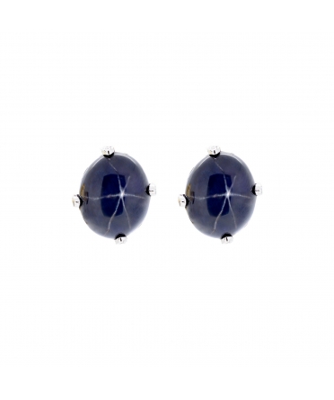 Star sapphire and diamond earrings - 1