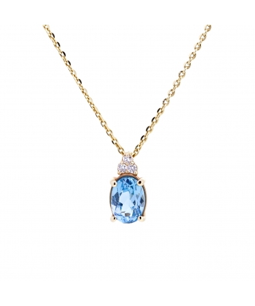Swiss Blue topaz and diamond pendant - 1