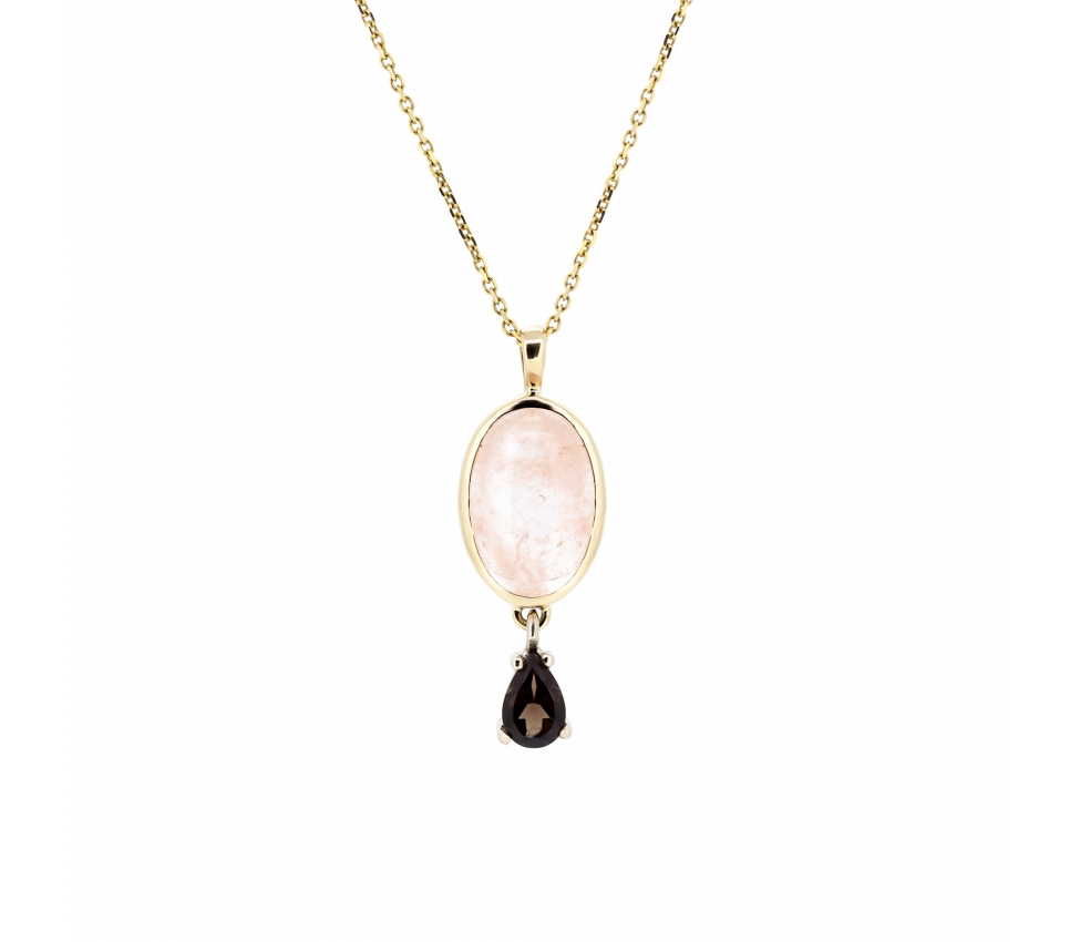 Morganite and smoky quartz necklace - 1