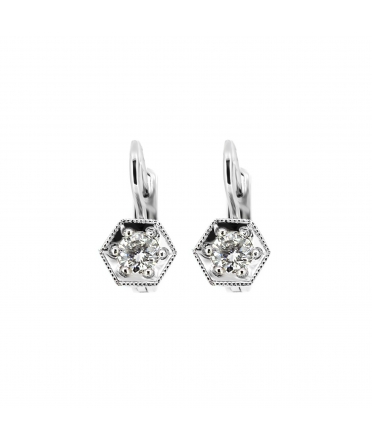Platinum retro style diamond earrings english lock - 1