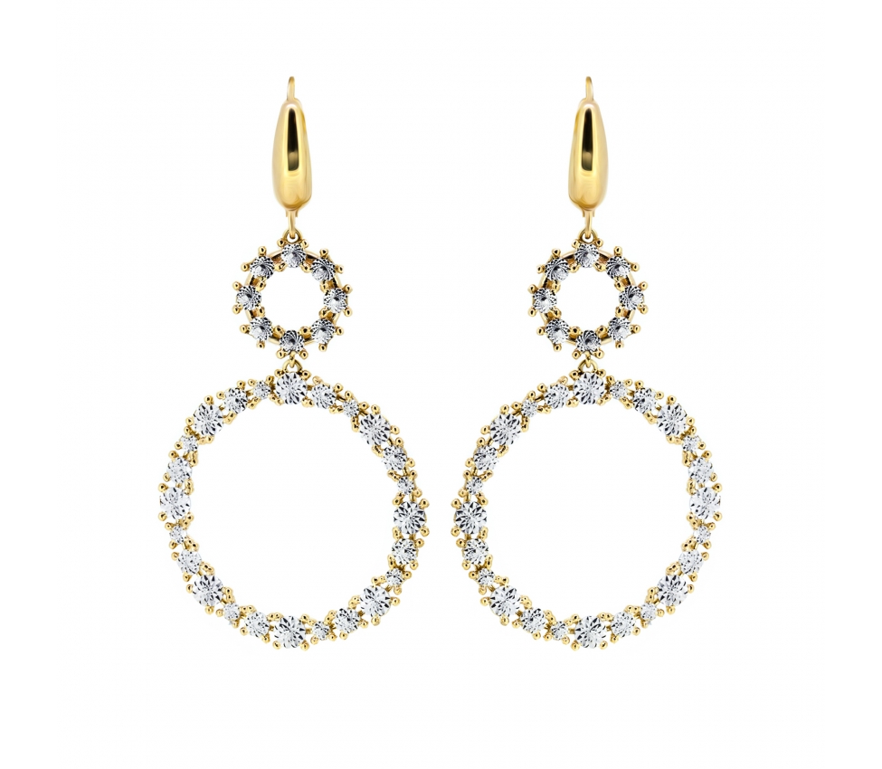 Gold hoop earrings leverbacks - 1