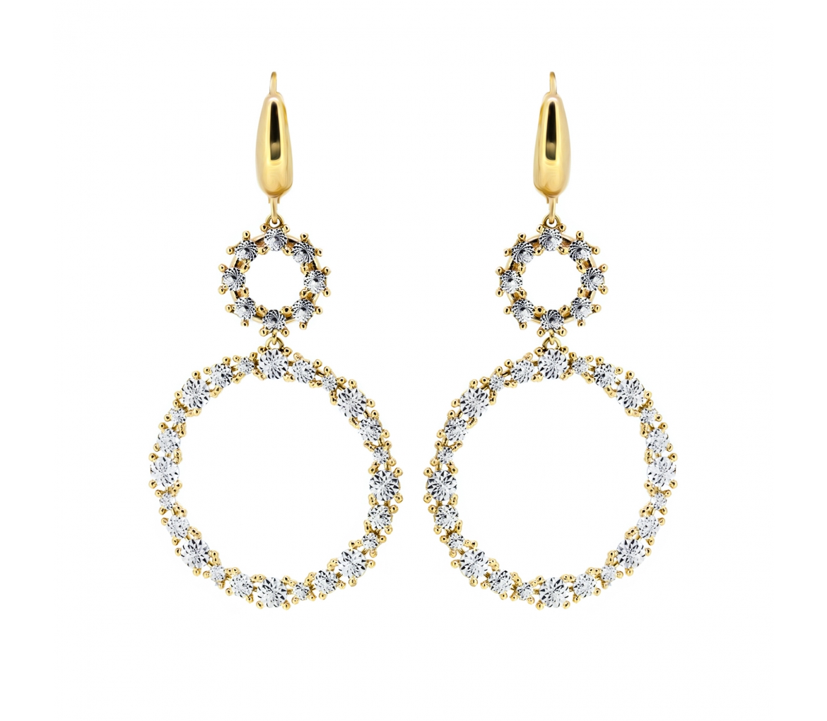 Gold hoop earrings leverbacks - 1