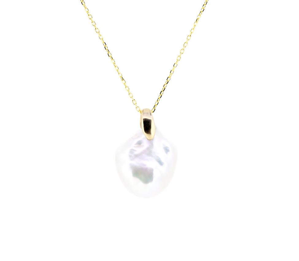 Gold necklace with baroque pearl Seafood - 1