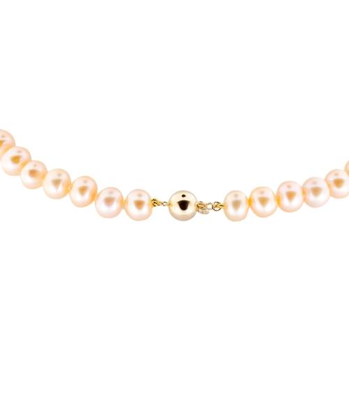 Rose pearls necklace with yellow gold clasp - 4