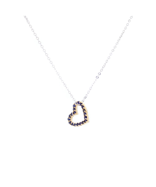 Gold necklace with diamond and sapphire heart - 2