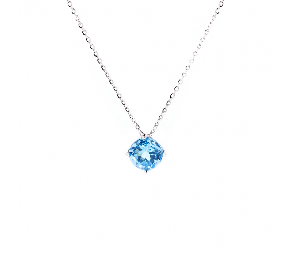 Gold necklace with Swiss Blue topaz - 1