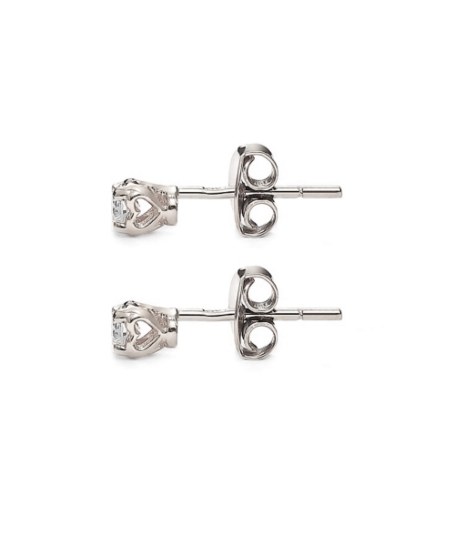 Gold heart stud earrings with diamonds - 2