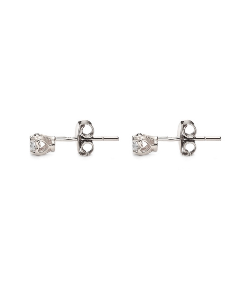 Gold heart stud earrings with diamonds - 3
