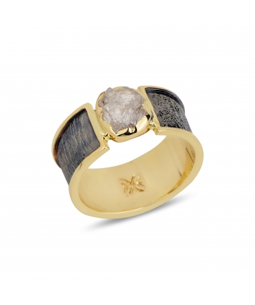 Gold ring with raw diamond - 1