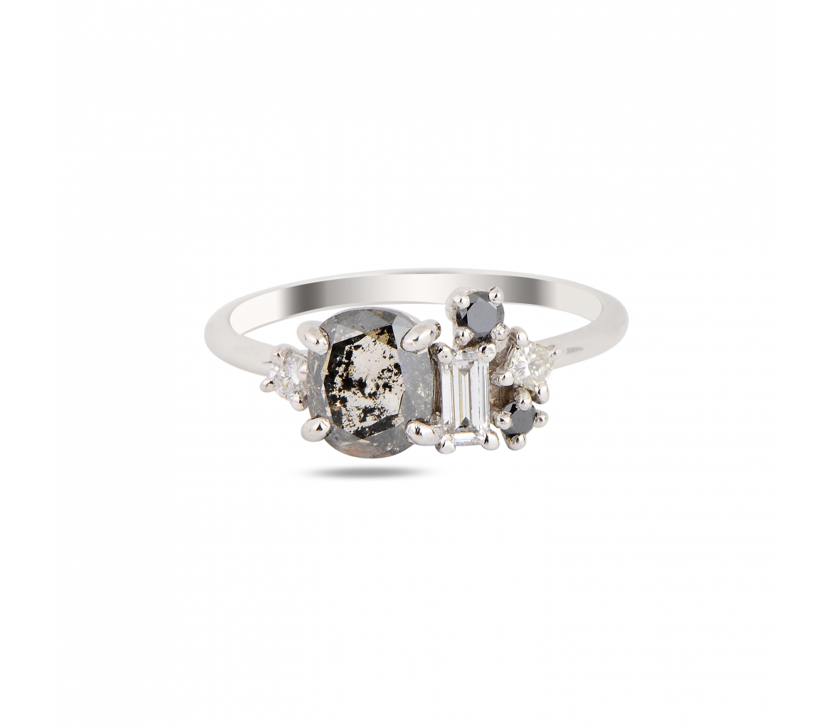 Ring with Salt and Pepper diamond - 2
