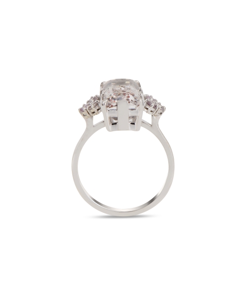 Gold ring with quartz and pink diamonds - 3