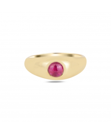 Gold signet ring with ruby - 1