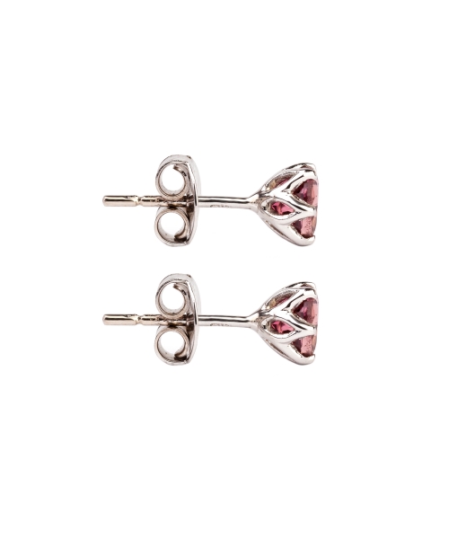Gold stud earrings with pink tourmalines - 2