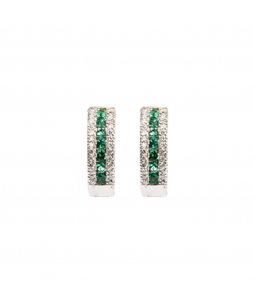 Gold earrings with diamonds and emeralds - 1