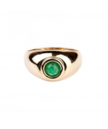 Gold signet ring with emerald - 1