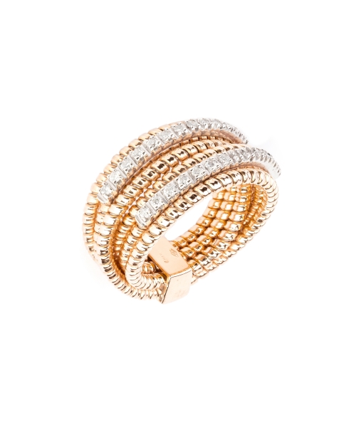 Złoty elastyczny pierścionek z diamentami - 2