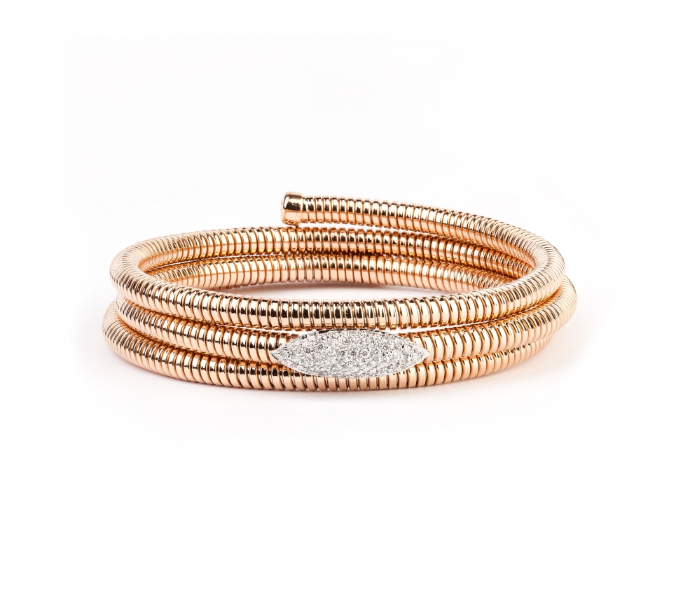 Gold flexible bracelet with diamonds - 1