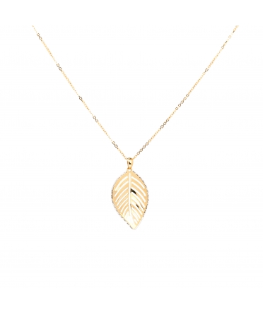 Gold pendant with leaf motif - 1
