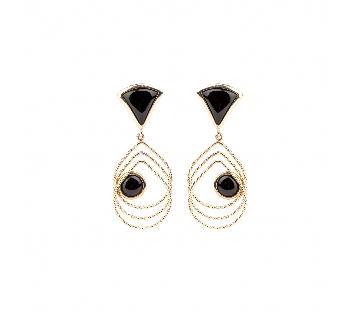 Gold earrings with onyx - 1