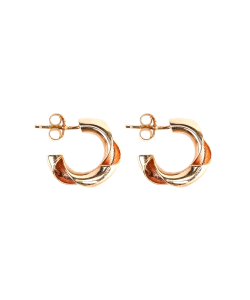 Gold two-color hoop earrings - 2