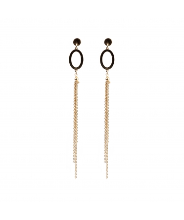 Gold long earrings with chains - 1