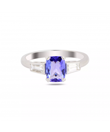 Gold ring with tanzanite and diamonds - 1