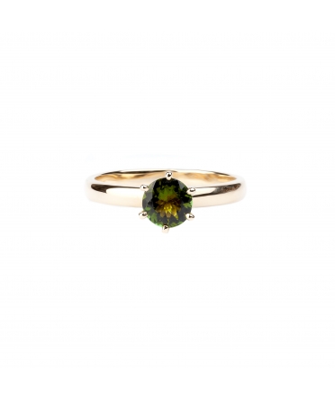 Gold ring with green tourmaline - 1