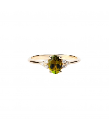 Gold ring with diamonds and tourmaline - 1