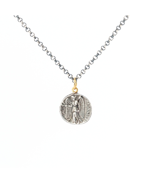 Gold and silver pendant with diamond, goddess Athena - 2