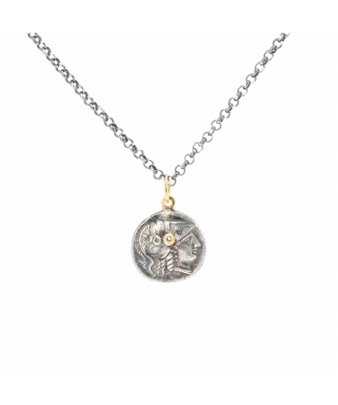 Gold and silver pendant with diamond, goddess Athena - 1