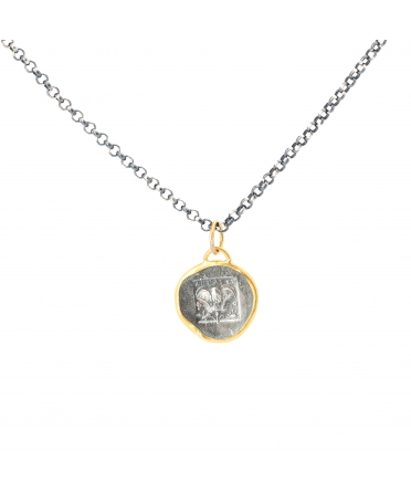 Gold and silver pendant with diamonds, god Helios - 2