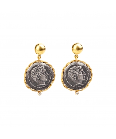 Gold and silver earrings with diamonds, Philip II of Macedon - 1