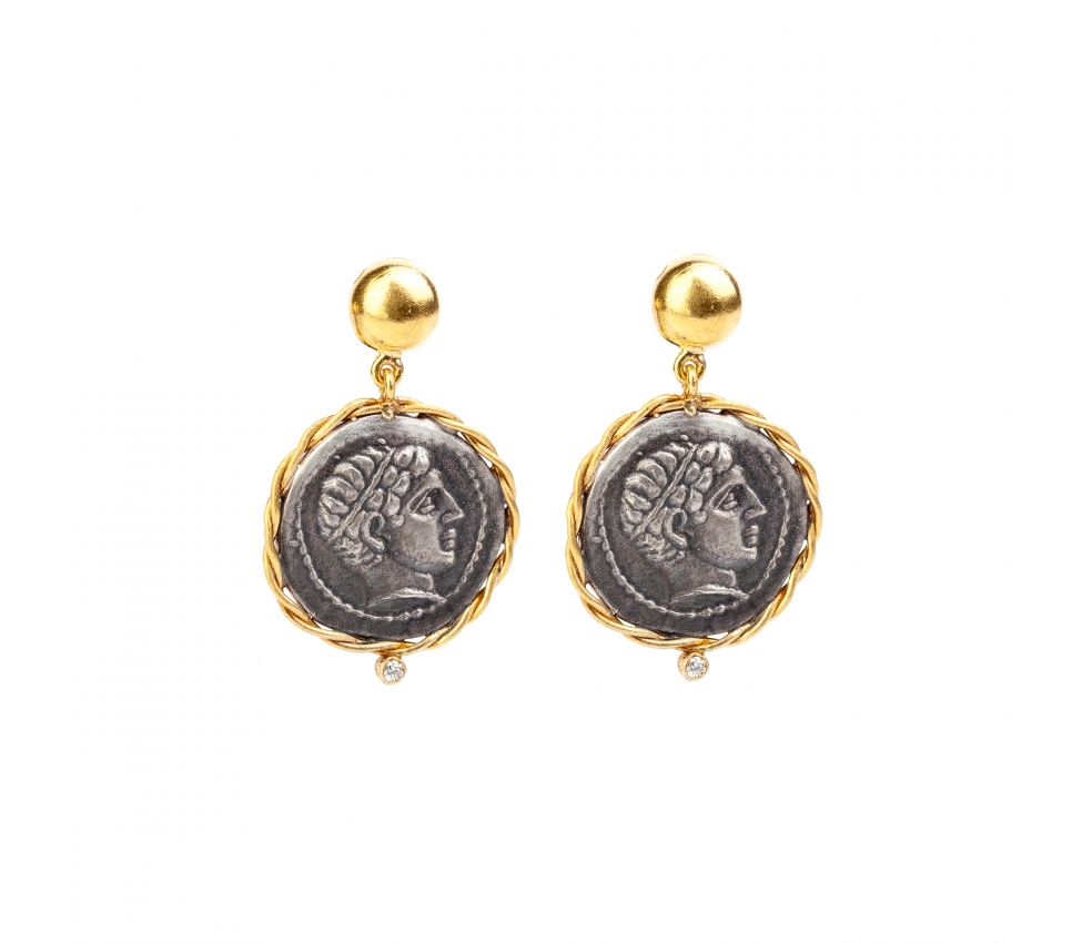 Gold and silver earrings with diamonds, Philip II of Macedon - 1