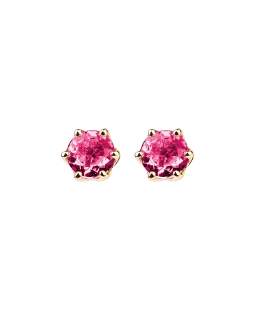 Gold stud earrings with rubies - 1