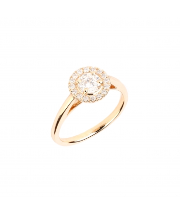Gold ring with diamond and diamond halo - 2